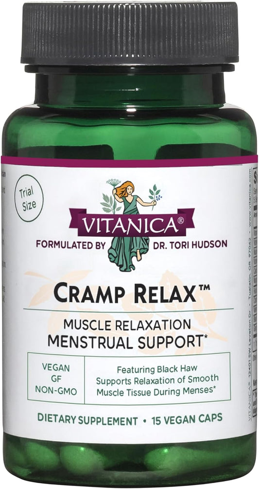 Vitanica Cramp Relax Menstrual Support Supplement, Vegan Formula, 15 Capsules