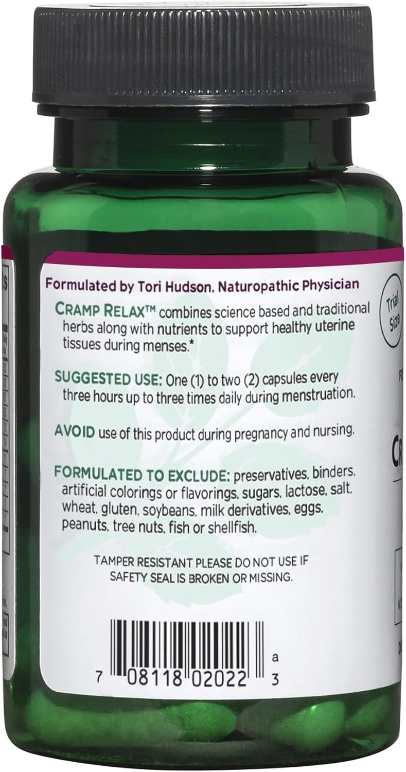 Vitanica Cramp Relax Menstrual Support Supplement, Vegan Formula, 15 Capsules