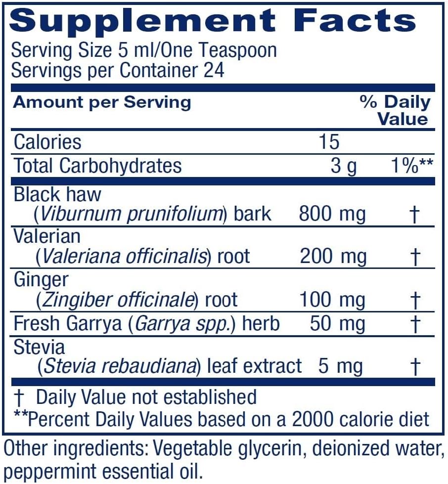 Vitanica Cramp Soothe Tonic - Menstrual Cramp Support with Black Haw Bark, Valerian Root, Ginger Root, Garrya Herb - Alcohol-Free, Vegan Formula - 4 Ounce