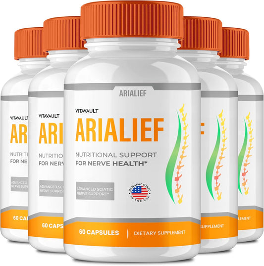 Vitavault Arialief Brain Supplements: Memory & Focus Capsules - Advanced Formula Nootropics for Brain Health Support - All Natural (5 Pack)