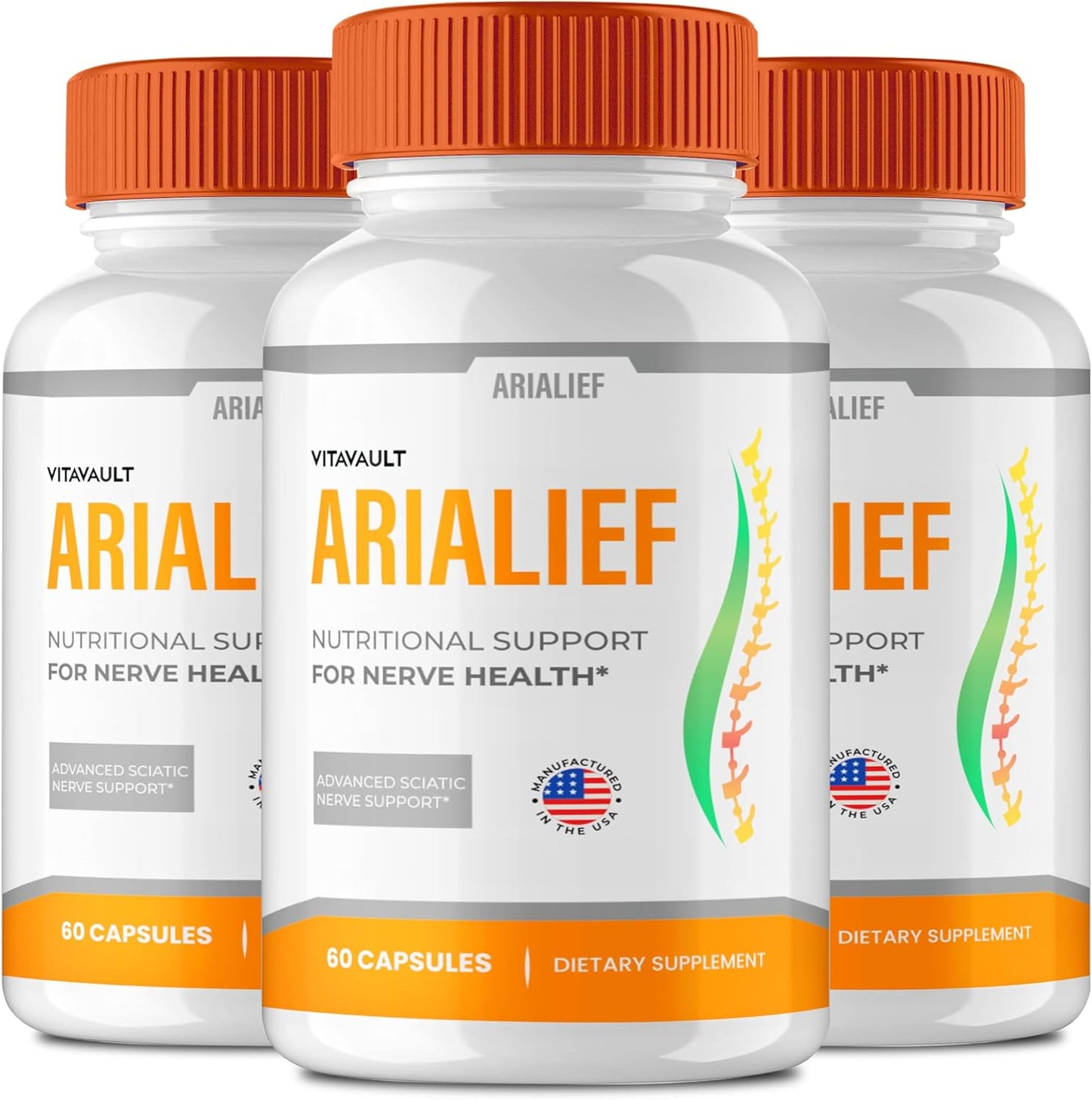 Vitavault Arialief Memory and Focus Brain Supplements - Maximum Strength Nootropics for Brain Health - All Natural Support Pills (3 Pack)