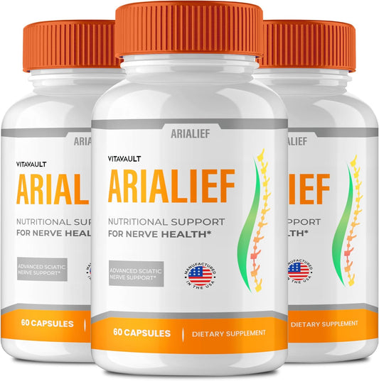 Vitavault Arialief Memory and Focus Brain Supplements - Maximum Strength Nootropics for Brain Health - All Natural Support Pills (3 Pack)
