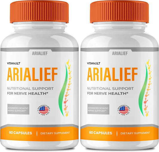 Vitavault Arialief Memory and Focus Capsules - Advanced Formula Brain Health Support Nootropics - All Natural - 2 Pack
