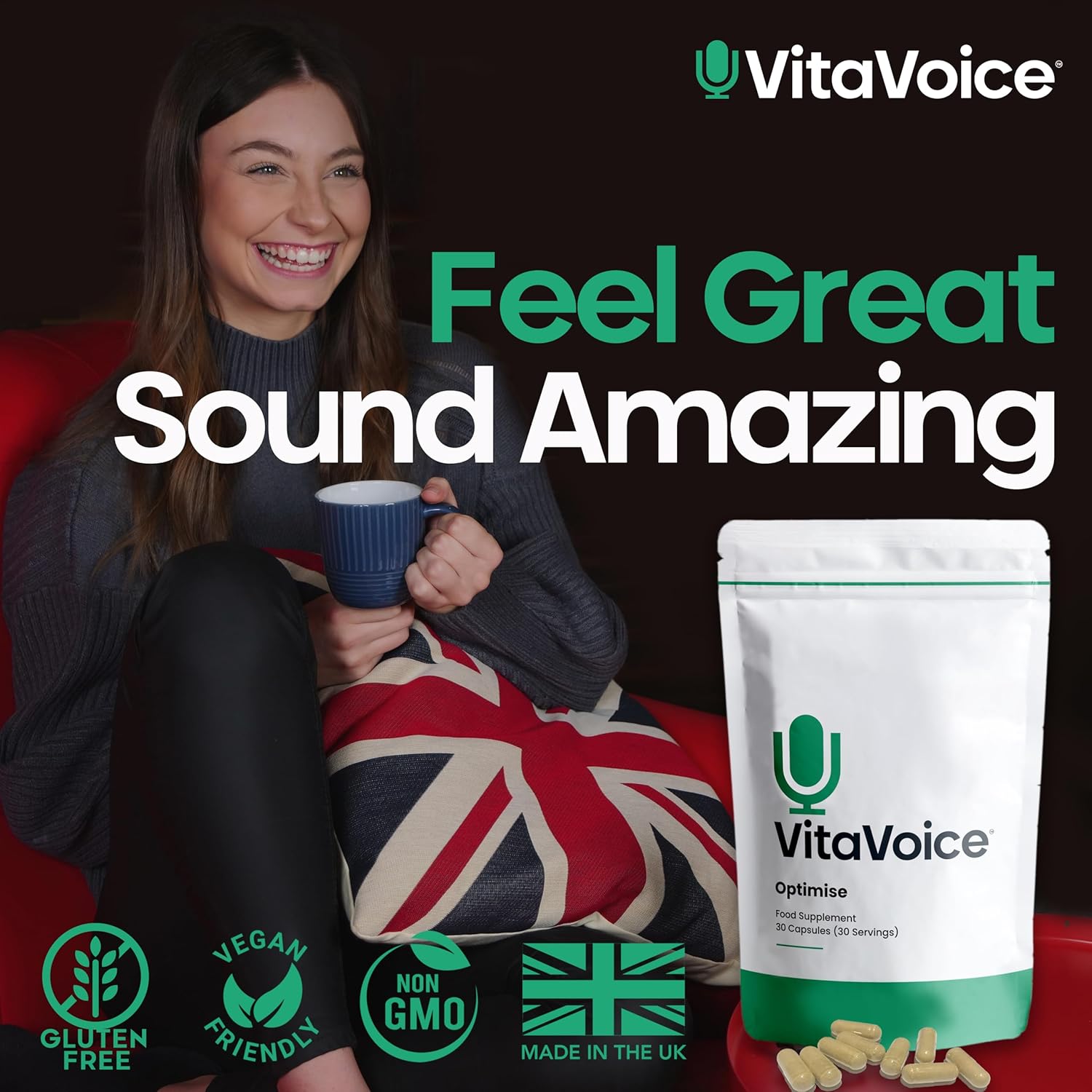 VitaVoice Nootropics & Vitamins for Vocal Health, Wellbeing & Mindset - 30 Capsules