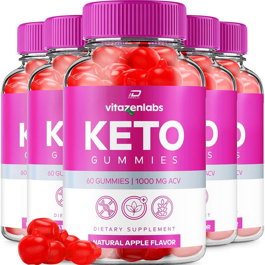 Vitazen Labs Keto ACV Gummies with Vitamin B12 - Apple Cider Vinegar 1000MG Supplement - 5 Pack (300 Gummies)