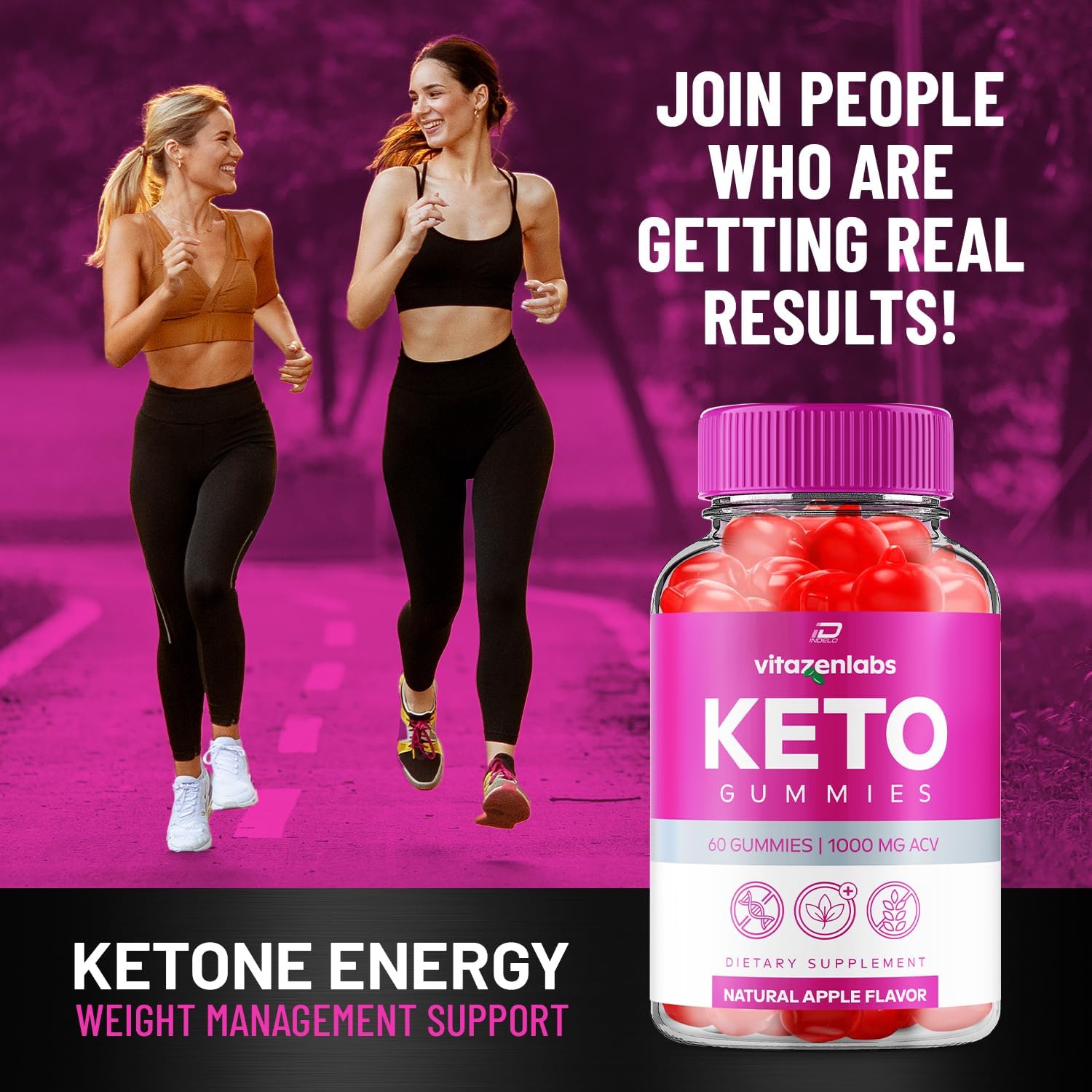 Vitazen Labs Keto ACV Gummies with Vitamin B12 - Apple Cider Vinegar 1000MG Supplement - 5 Pack (300 Gummies)