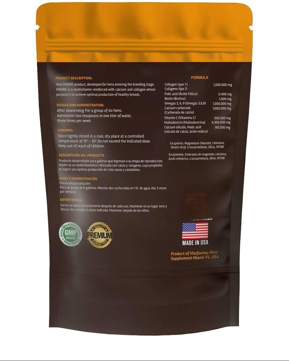 VITOFARMA Mother Vitamin Supplement for Hens and Roosters - Promotes Healthy Egg Production and Fertility - 240g