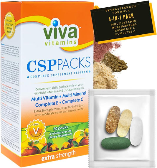 Viva Vitamins CSP Packs: Immunity Boosting Multivitamin & Mineral Supplements for Men & Women - 30 Packs