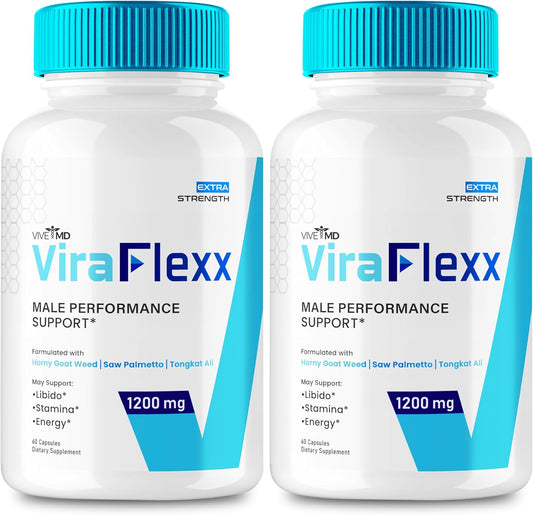 VIVE MD ViraFlexx Male Enchantment Supplement - Enhance Performance with All Natural Dietary Pills for Men, Supports Overall Health - 2 Pack