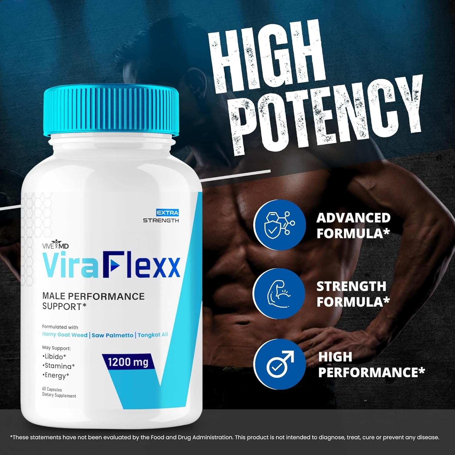 VIVE MD ViraFlexx Male Enchantment Supplement - Enhance Performance with All Natural Dietary Pills for Men, Supports Overall Health - 2 Pack