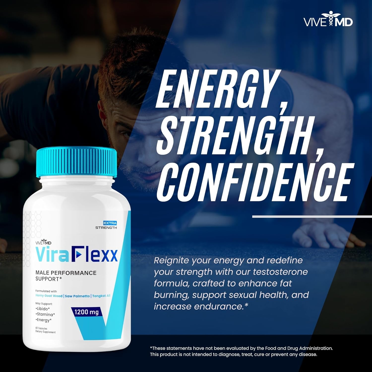 VIVE MD ViraFlexx Male Enchantment Supplement - Enhance Performance with All Natural Dietary Pills for Men, Supports Overall Health - 2 Pack