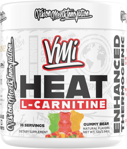 VMI Sports Heat L-Carnitine Powder - Enhanced Thermogenic Formula for Maximum Absorption - 1500mg - Great Taste - 30 Servings for Men & Women