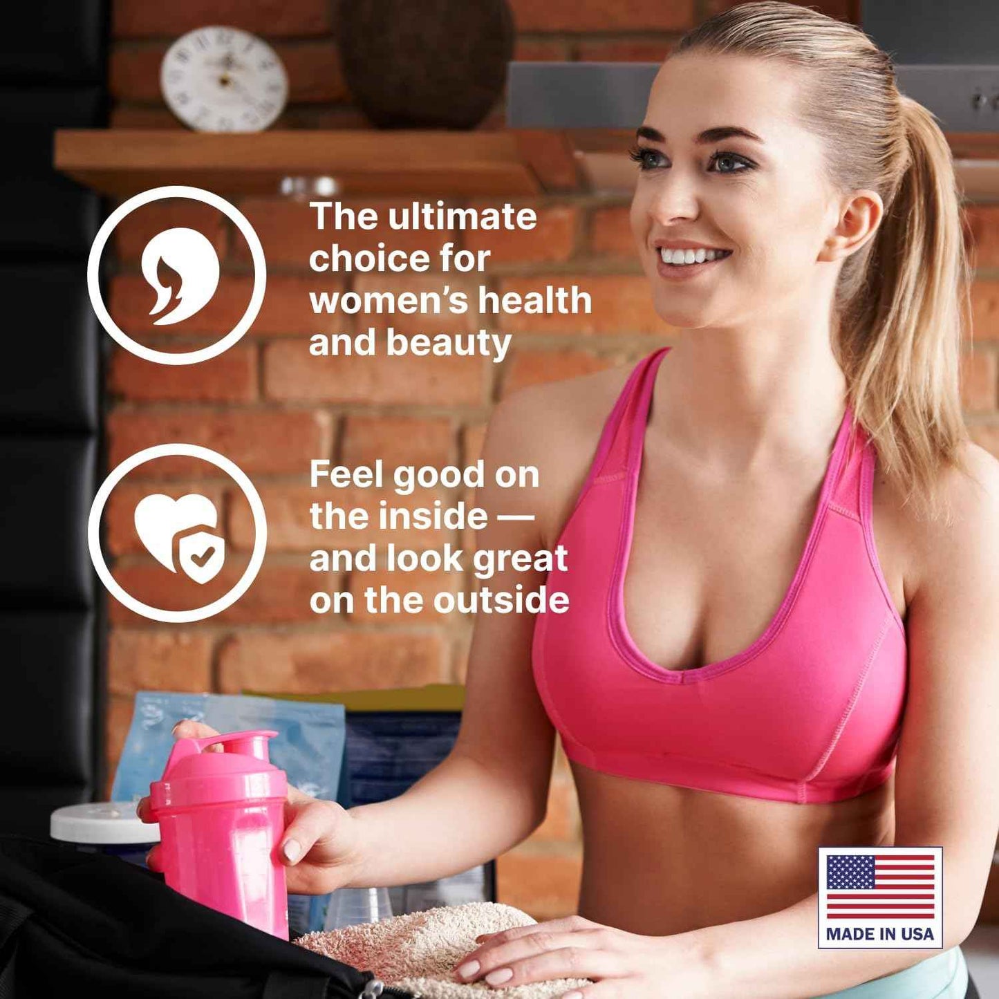 VPLab Women's Beauty Bundle - Multivitamin Caplets & Liquid Collagen for Hair, Skin, Nails - Biotin, Iron, Vitamin B, D, C & Zinc - Essential Daily Health Support, 90 Caplets + 10 Tubes