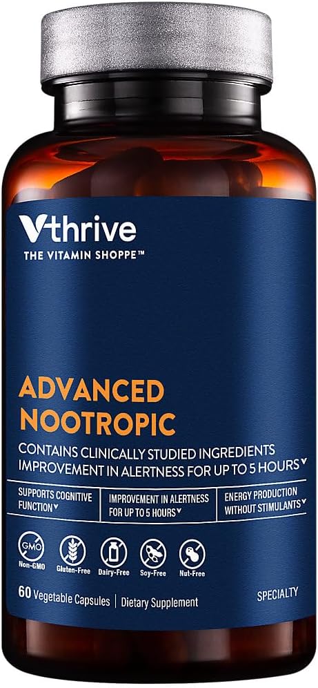 Vthrive Nootropic Formula for Cognitive Health and Brain Function - 60 Vegetarian Capsules