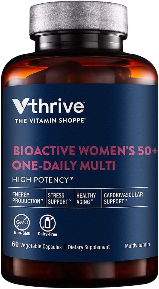 Vthrive Women's 50+ Multivitamin - Supports Stress Relief & Healthy Aging - 60 Vegetarian Capsules