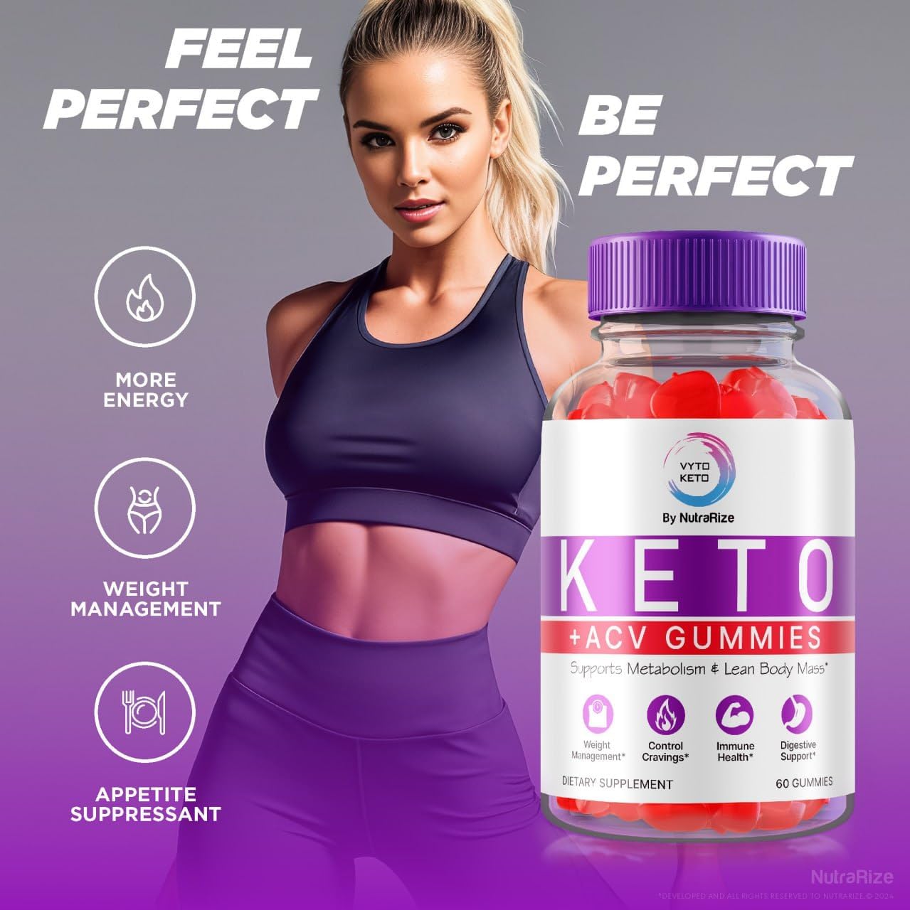 Vyto Keto ACV Gummies for Advanced  Slimming Formula  - Maximum Strength Formula with Apple Cider Vinegar - 60 Gummies