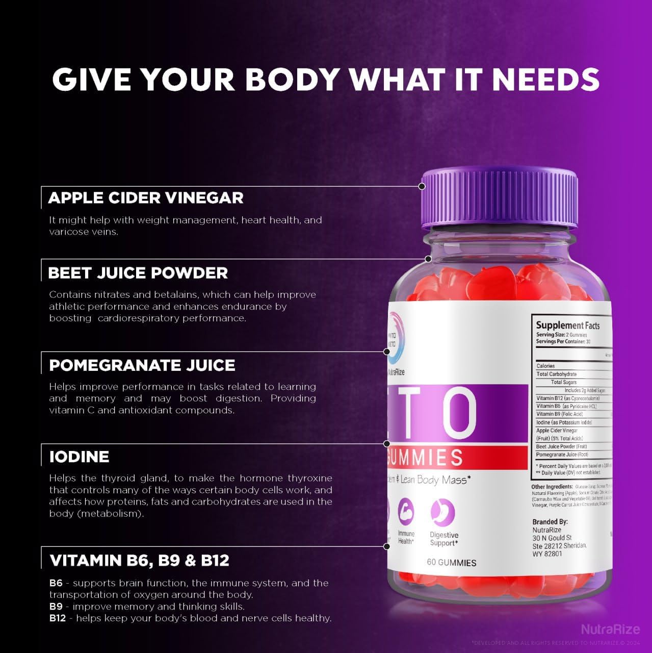 Vyto Keto ACV Gummies for Advanced  Slimming Formula  - Maximum Strength Formula with Apple Cider Vinegar - 60 Gummies