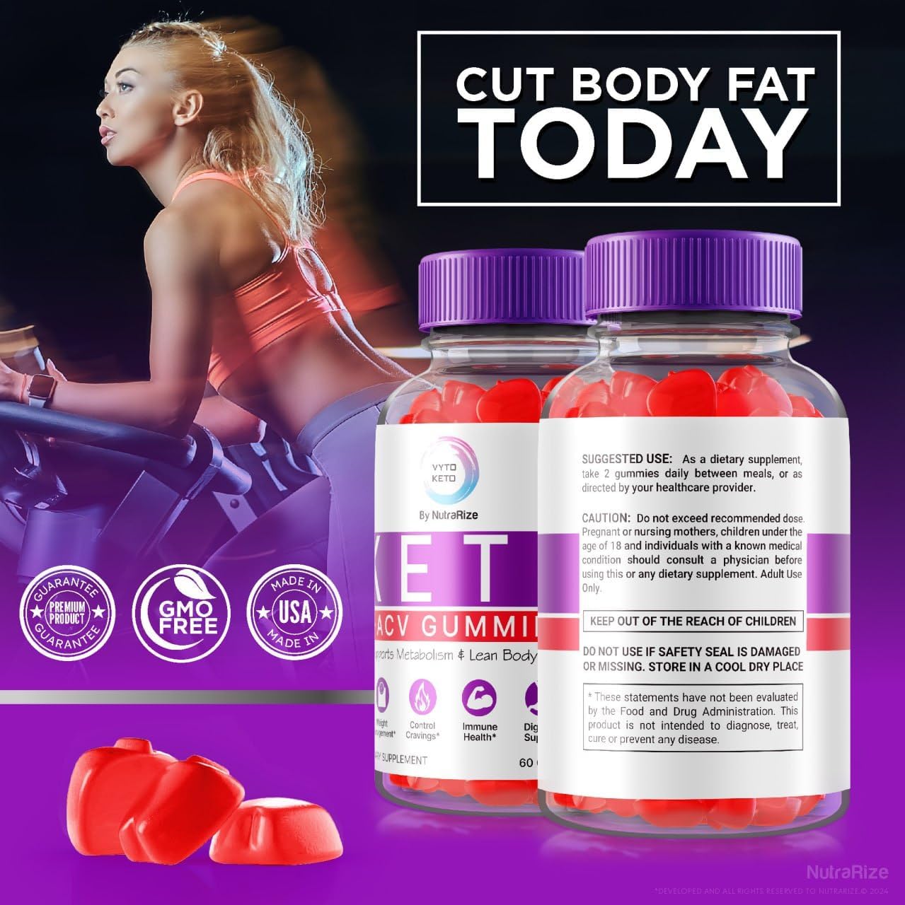 Vyto Keto ACV Gummies for Advanced  Slimming Formula  - Maximum Strength Formula with Apple Cider Vinegar - 60 Gummies