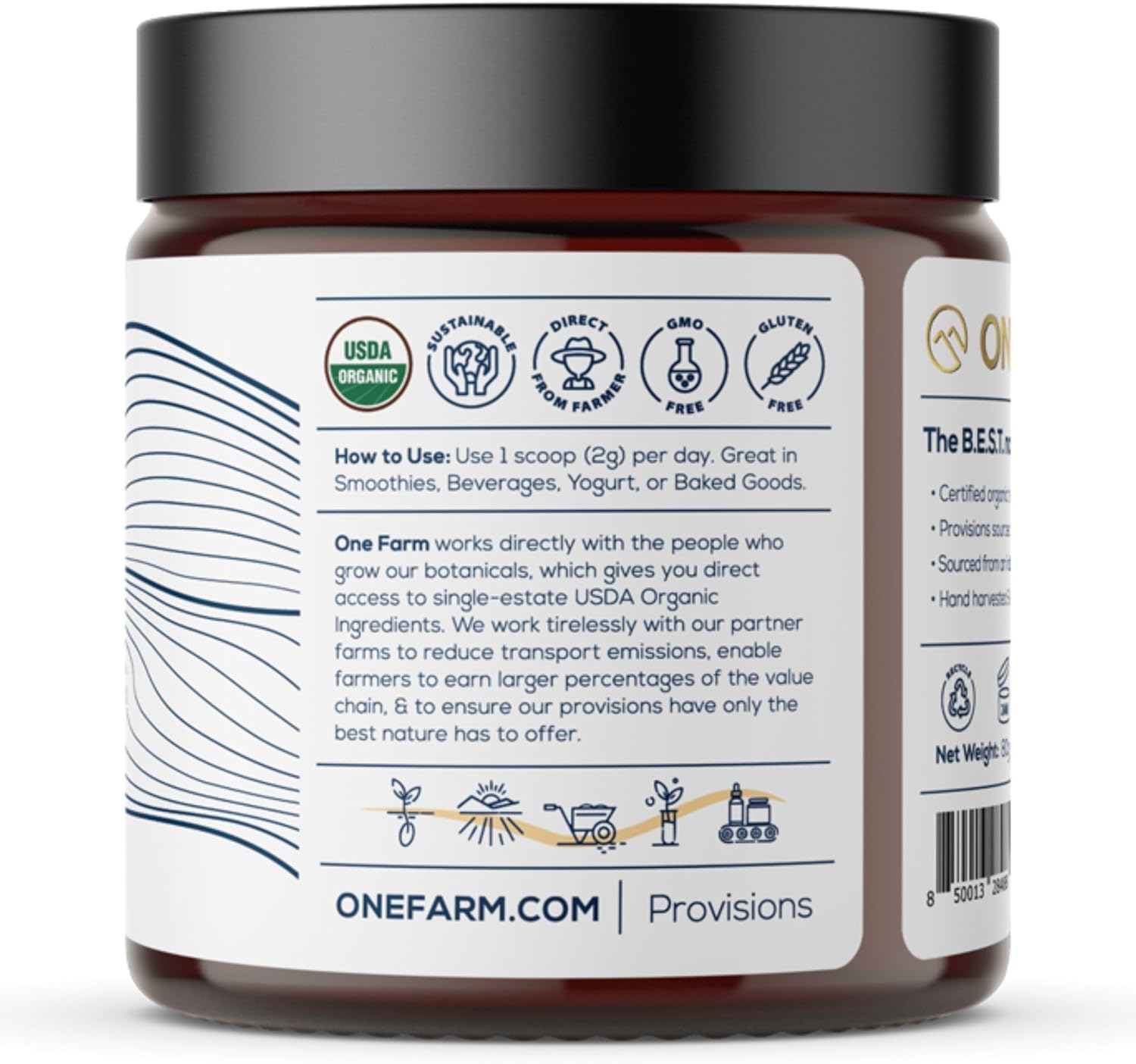 WAAYB Organic Turkey Tail Mushroom Powder for Gut, Energy, Brain, Immune Support - Single Estate, Non-GMO Vegan Supplement in Glass Jar