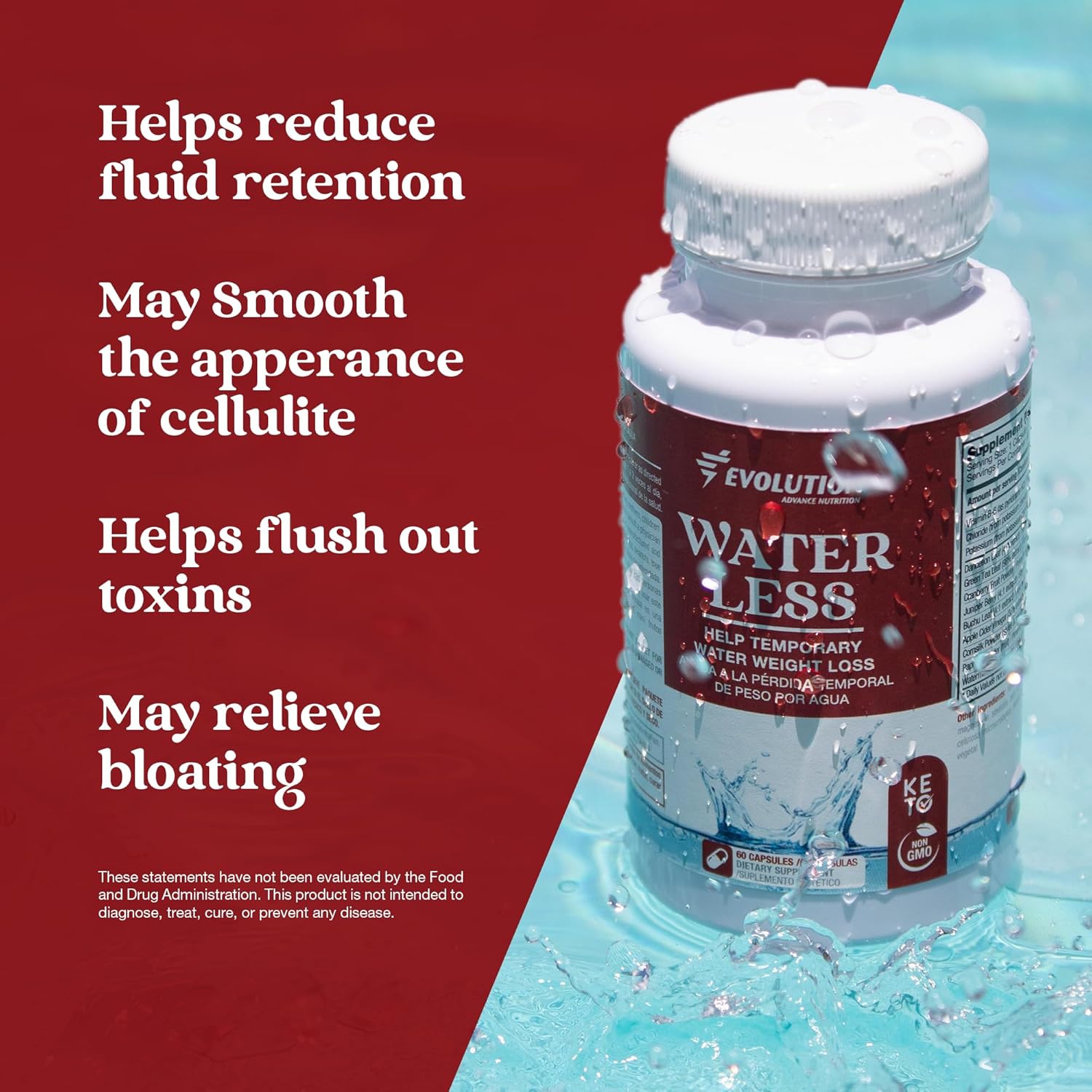 Water-Less Evolution Advance Sport Nutrition Capsules - Reduce Water Retention with Green Tea, Apple Cider Vinegar, Cranberry, and Juniper Berry - Pack of 2 (120 Count)