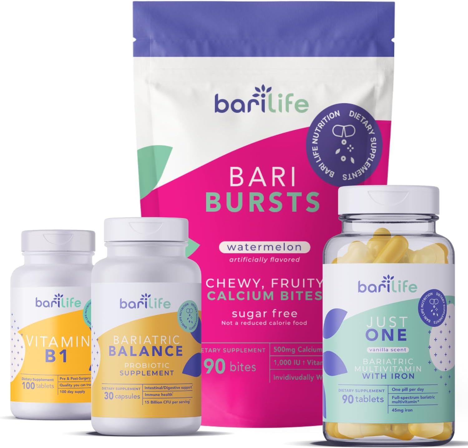Watermelon Flavored Post-Op Vitamin & Supplement Starter Kit for Gastric Sleeve & Bypass by Bari Life