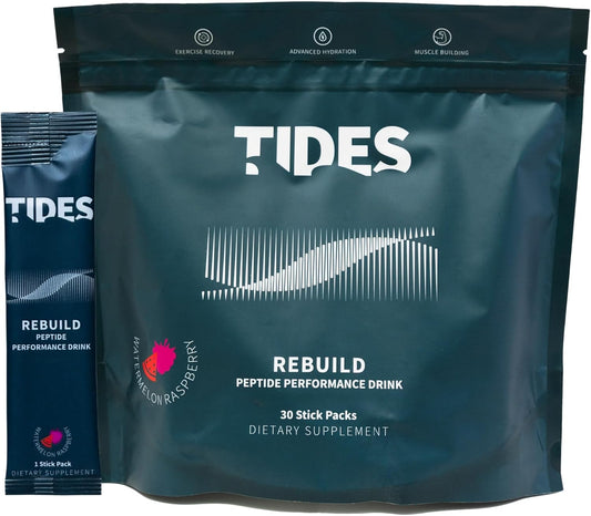 Watermelon Raspberry Flavored Tides Rebuild Complex Peptide Stick Packs - Muscle Health Support (30 Packs)