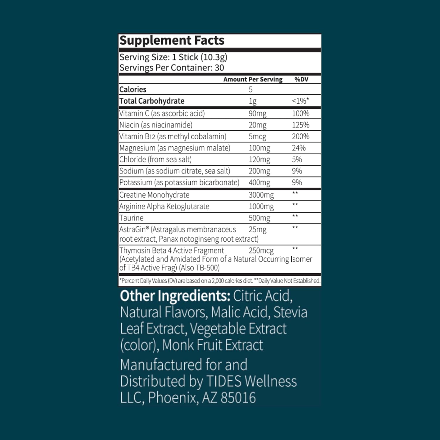 Watermelon Raspberry Flavored Tides Rebuild Complex Peptide Stick Packs - Muscle Health Support (30 Packs)