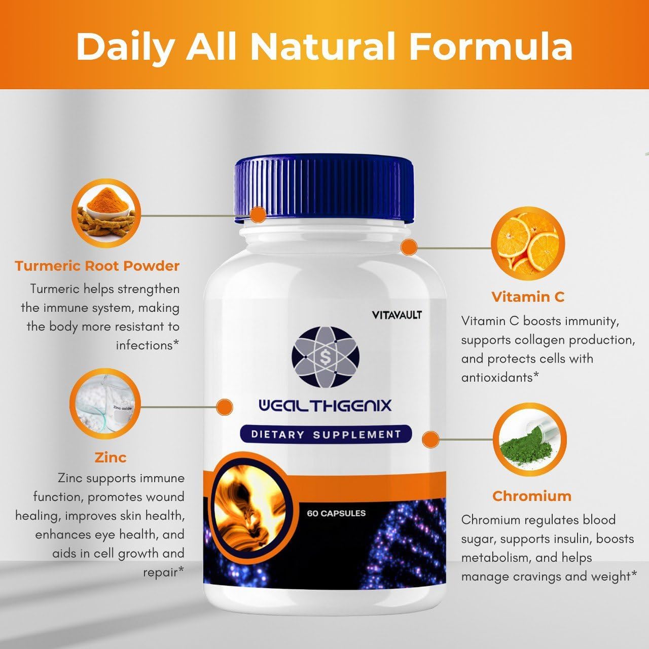 WealthGenix Capsules - Maximum Strength Support Supplement for Health & Wellness (2 Pack)