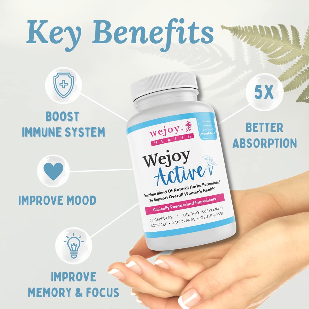 WEJOY Active Menopause Supplements for Women - Boosts Brain Function, Joint Health, Immunity, and Clarity with Lions Mane Supplement