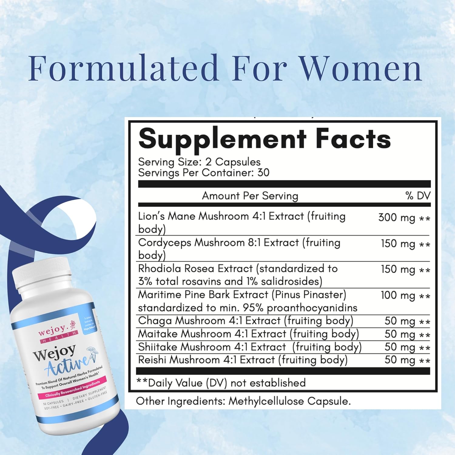 WEJOY Active Menopause Supplements for Women - Boosts Brain Function, Joint Health, Immunity, and Clarity with Lions Mane Supplement