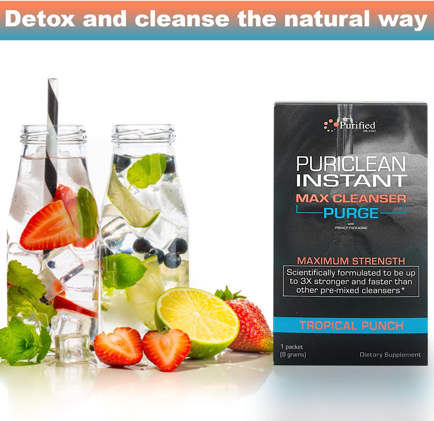Wellgenix Puriclean Instant Max Fruit Punch Detox Cleansing Powder - 9 Grams Herbal Cleanse Powder