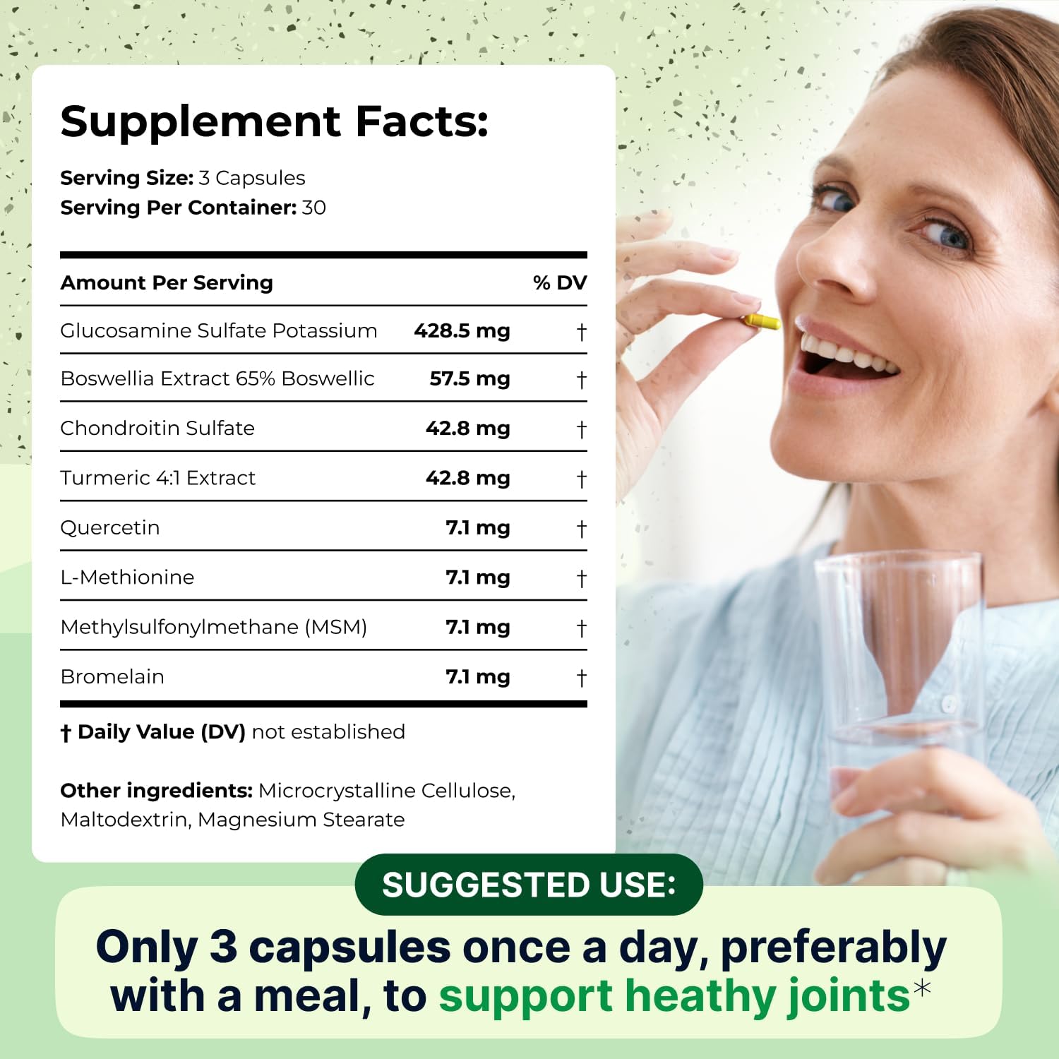 Wellknee Joint Support Supplement with Glucosamine, Chondroitin, MSM, Boswellia & Turmeric - 90 Capsules - Relieves Joint Discomfort & Supports Flexibility - 30 Servings