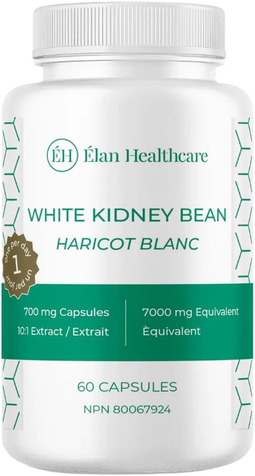 White Kidney Bean Extract Supplement - 60 Capsules with 10:1 Extract 7000mg Equivalent - Non-GMO & Vegetarian