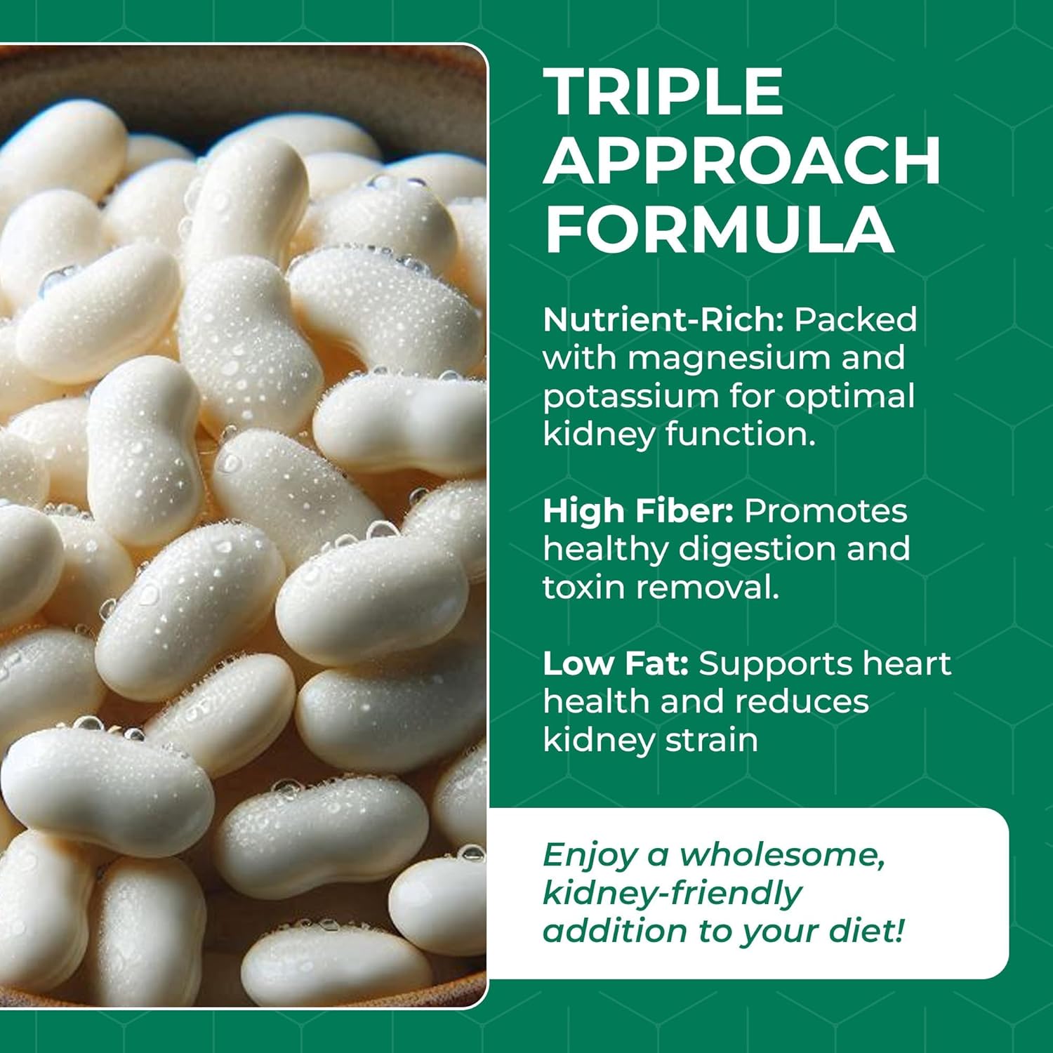 White Kidney Bean Extract Supplement - 60 Capsules with 10:1 Extract 7000mg Equivalent - Non-GMO & Vegetarian