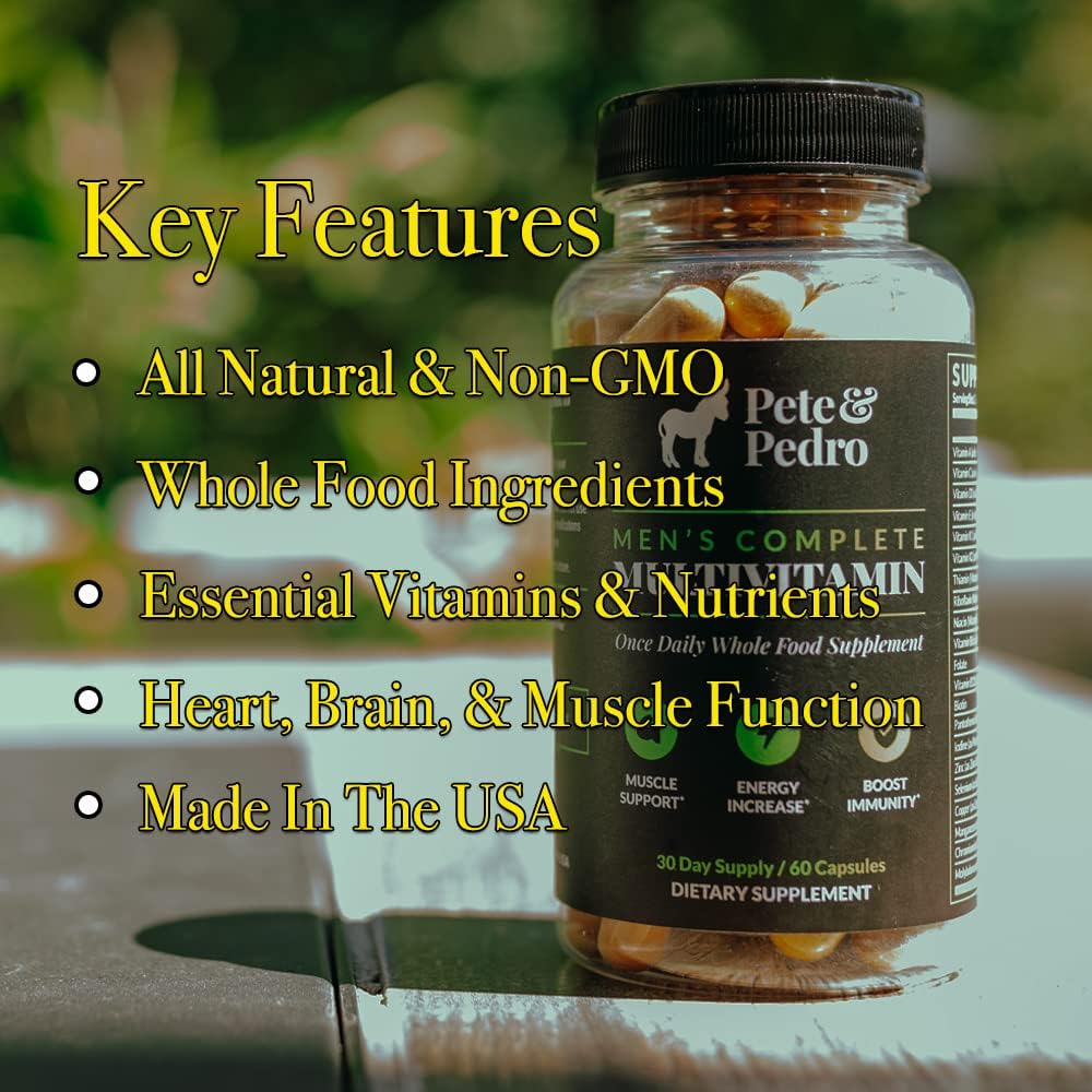 Whole Food Multivitamin for Men | Boost Muscle Support, Energy & Immunity | Non-GMO, Natural, Made in USA | Seen on Shark Tank | 30 Day Supply