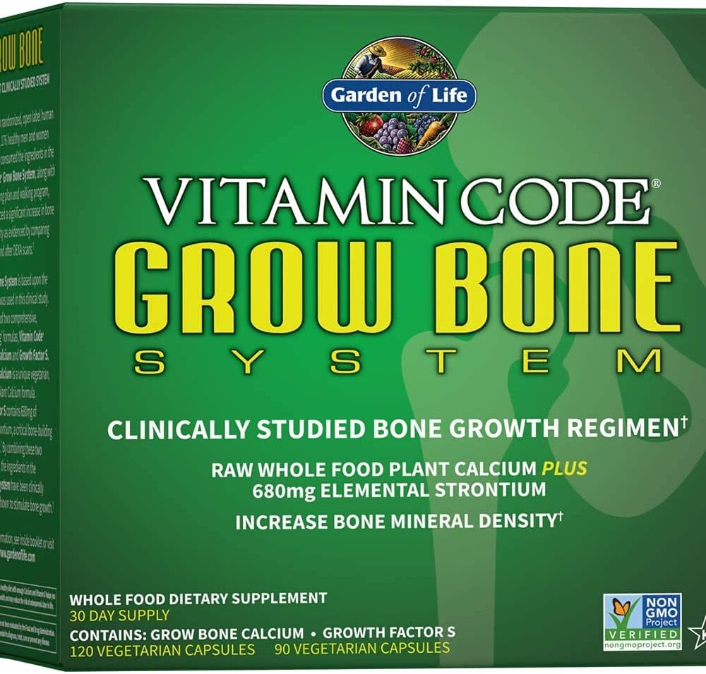 Whole Foods Calcium Supplement with Strontium & Women's Probiotics - Garden of Life Vitamin Code Grow Bone, 50 Billion, 30 Capsules