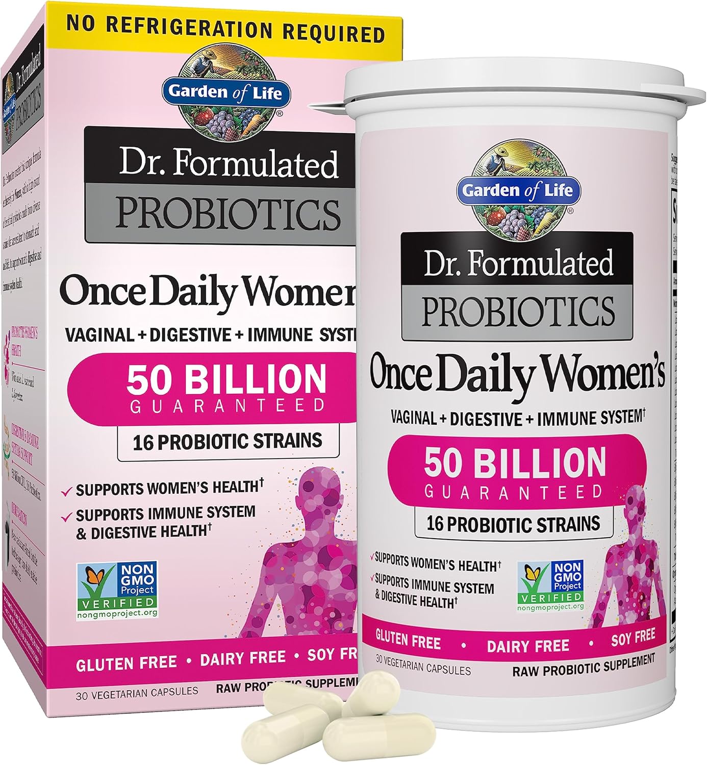 Whole Foods Calcium Supplement with Strontium & Women's Probiotics - Garden of Life Vitamin Code Grow Bone, 50 Billion, 30 Capsules