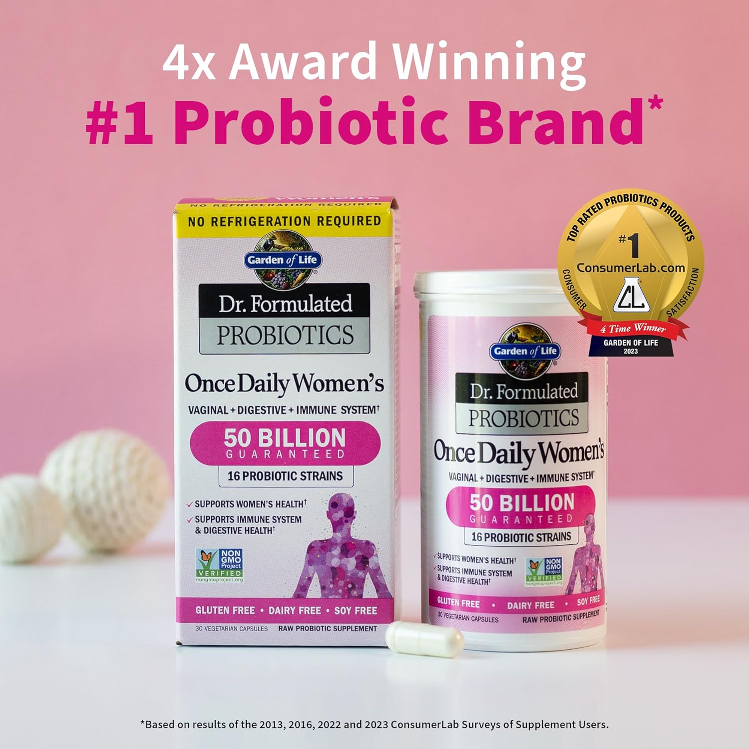 Whole Foods Calcium Supplement with Strontium & Women's Probiotics - Garden of Life Vitamin Code Grow Bone, 50 Billion, 30 Capsules