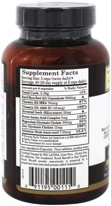 Whole World Botanicals Maca Bone Support Supplement - 120 Capsules