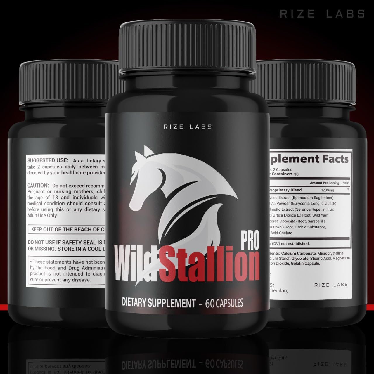 Wild Stallion Pro Male Support Supplement - 2 Pack of All-Natural Pills for Performance (120 Capsules)