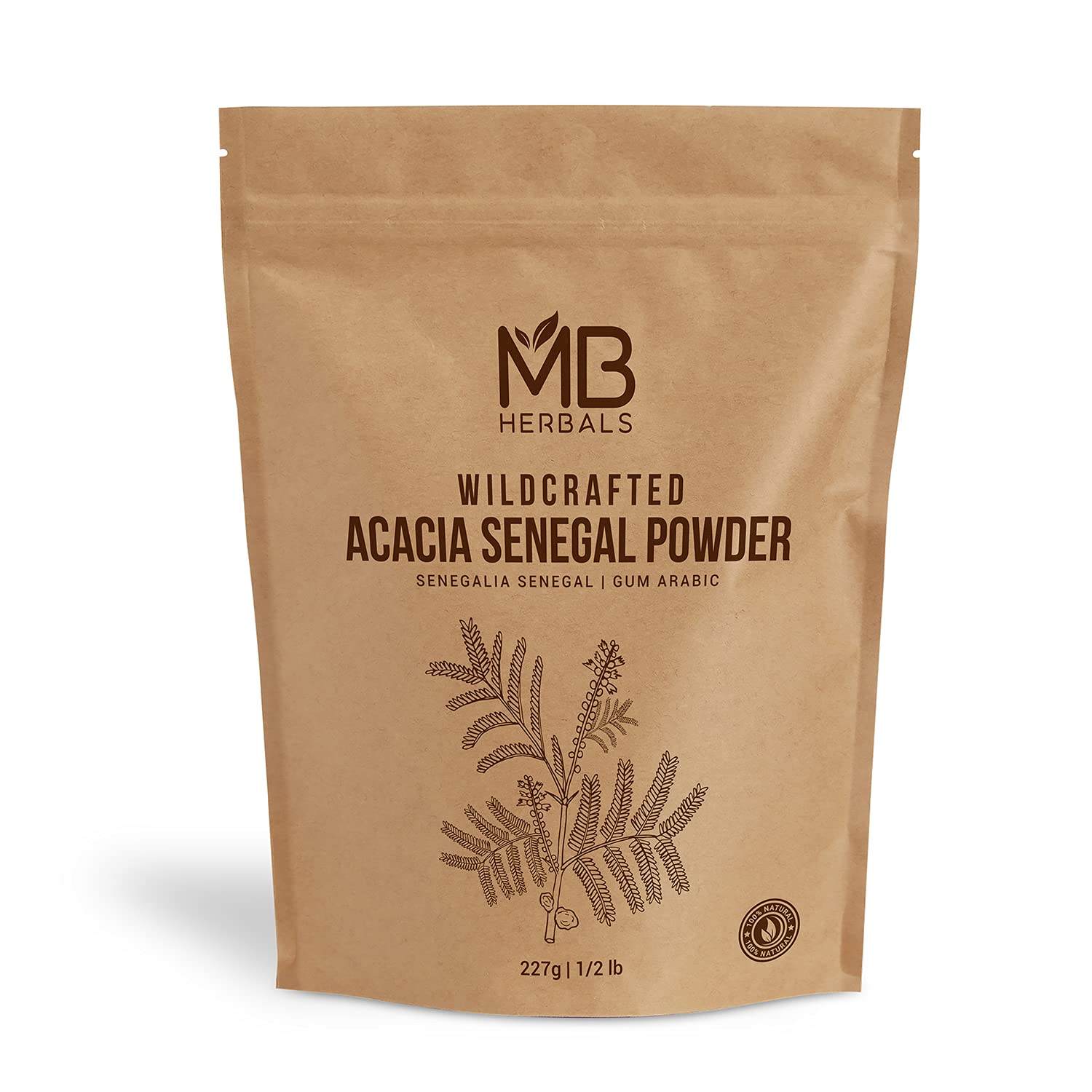 Wildcrafted Acacia Senegal Gum Powder 227g (8 oz) | Gum Arabic Fiber Powder | Plant-Based Edible Gum Powder from Senegal