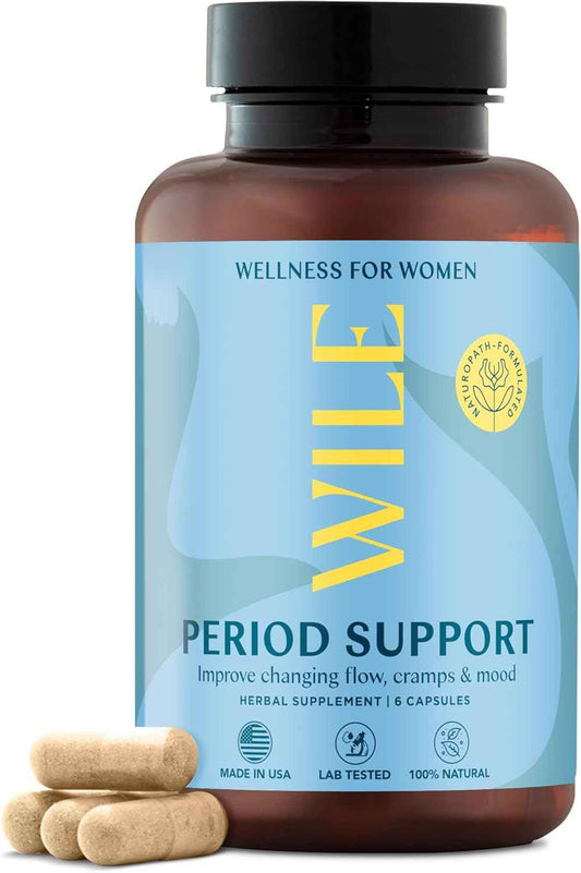 WILE Menopause and Perimenopause Supplements for Women - Menstrual Cramp, PMS and Heavy Period Relief with Dong Quai - Premenopausal Support for Hormone Balance & Improved Mood, Vegan, 30 Servings