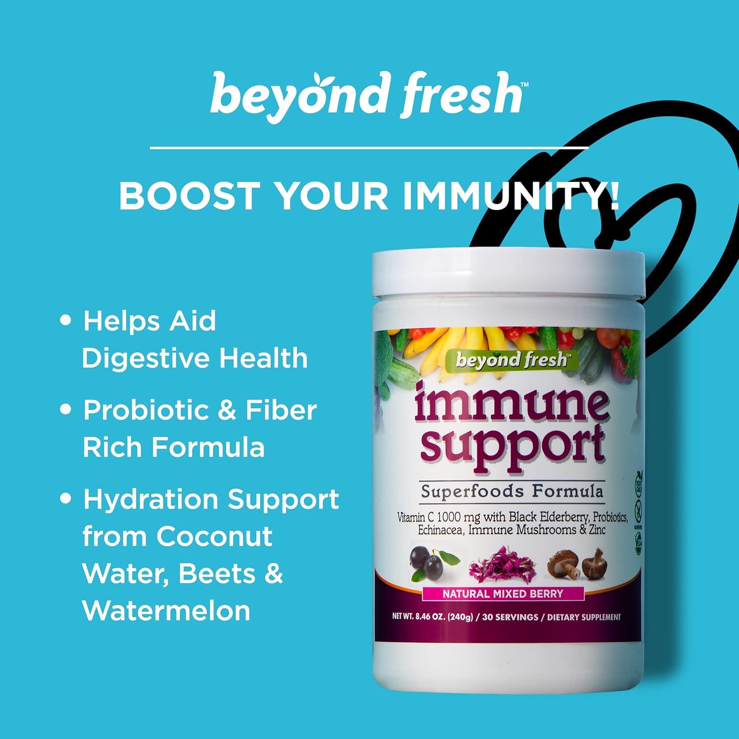 Windmill Beyond Fresh Immune Support Superfoods Formula with Potent Antioxidants in Natural Mixed Berry Flavor - 8.46 Ounce