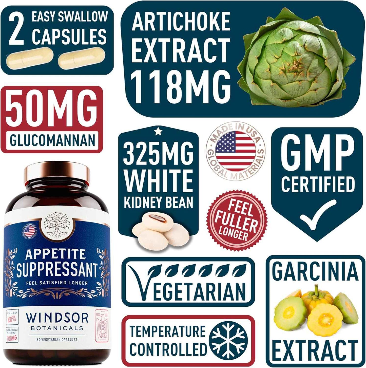 WINDSOR BOTANICALS IBS Gut Health Supplements and Appetite Suppressant - Diet Support Bundle