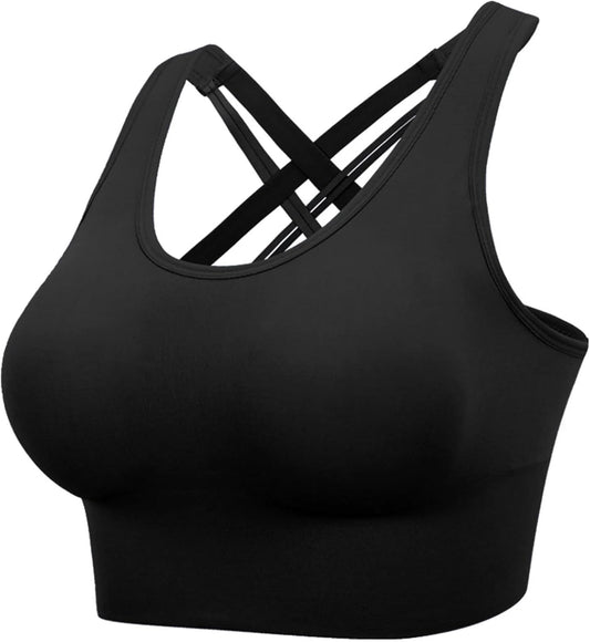 Wirefree Racerback Sports Bra for Women | High Impact & Support Push-Up Bralette for Running & Workouts