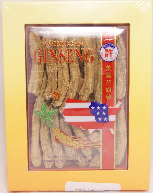 Wisconsin American Ginseng Roots - Hsu's Ginseng SKU 0103-4, Long Medium-Small, Cultivated Direct from Gardens - 4oz Box B001EMGWOG