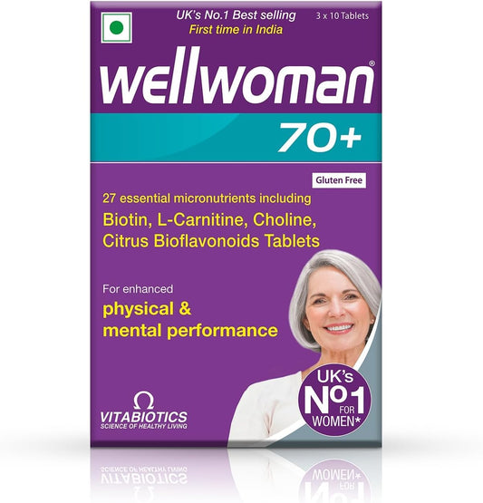 Women Over 70 Multivitamin with Biotin, Isoflavones, and Zinc - Supports Physical & Mental Health, Cognitive Function, Energy - 30 Tablets