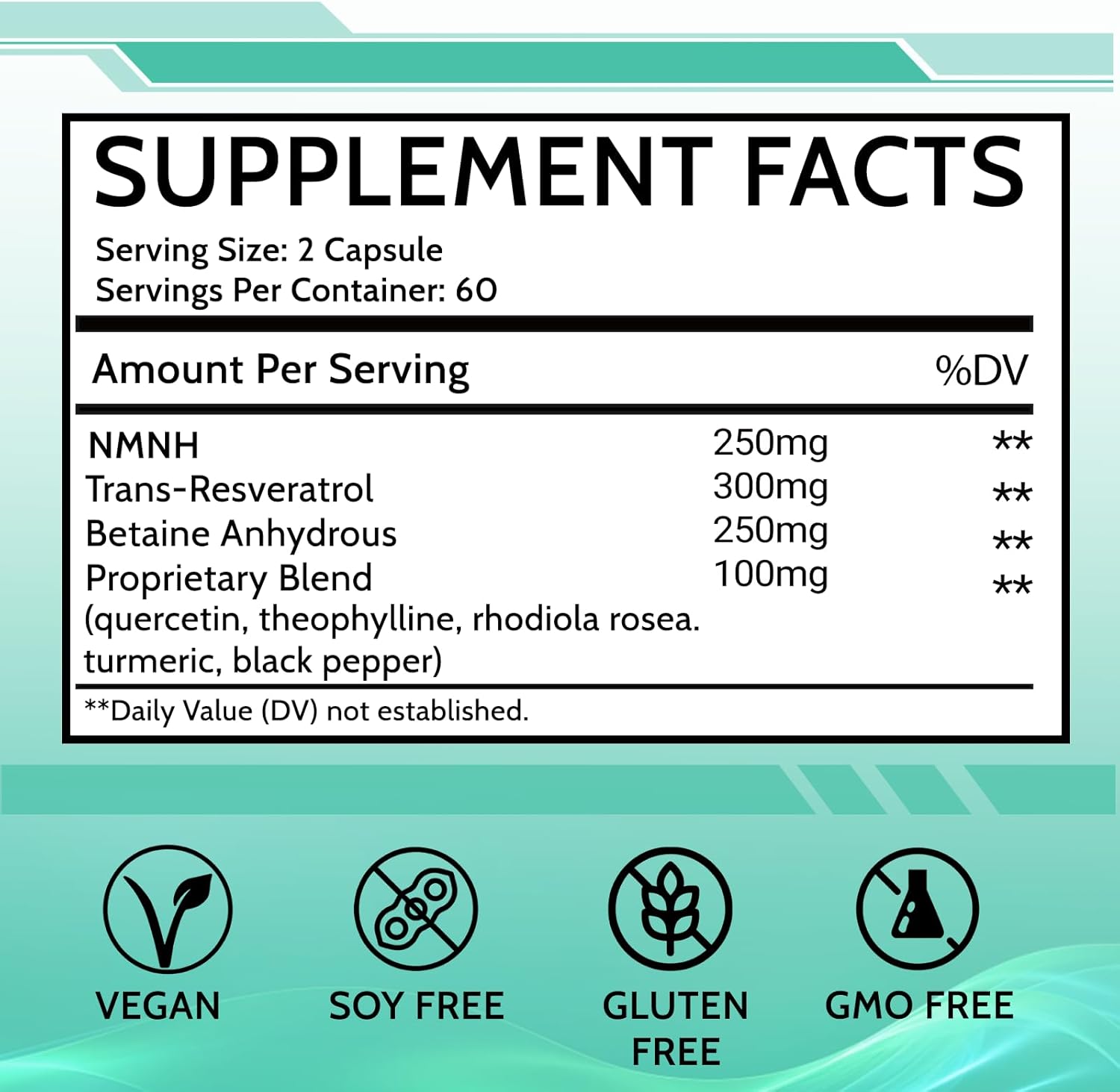 Women's Anti-Aging NMNH Liposomal Supplement with Resveratrol & Betaine - 120 Capsules