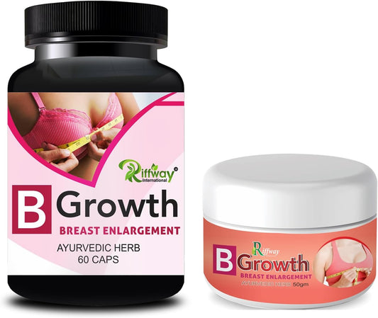 Women's Breast Enhancement Cream & Tablet Combo Set for Uneven Body Toning - Riffway B Growth Formula