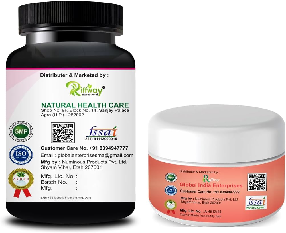 Women's Breast Enhancement Cream & Tablet Combo Set for Uneven Body Toning - Riffway B Growth Formula